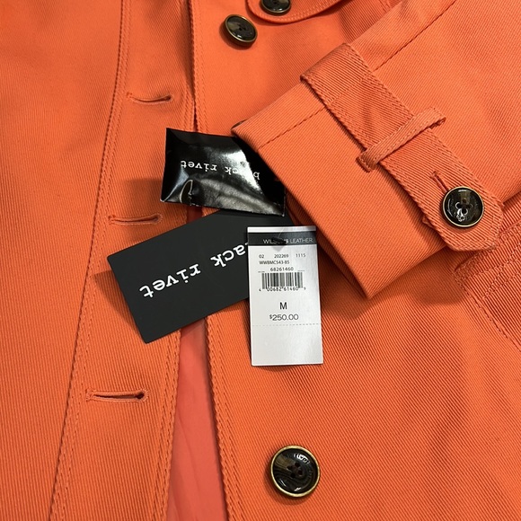 Wilson Leather Black Rivet Tangerine Line Long Trench  Coat - Picture 10 of 13